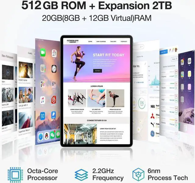 Alt view image 4 of 5 - DOOGEE 12.4 Inch Tablet with Keyboard,4K Display T30 Max Tablets, 10800mAh 33W Fast,20GB RAM+512GB ROM,Helio G99 Octa-core,Android 14,TUV Certified,4G-LTE Android Tablet with Case & Protective Film