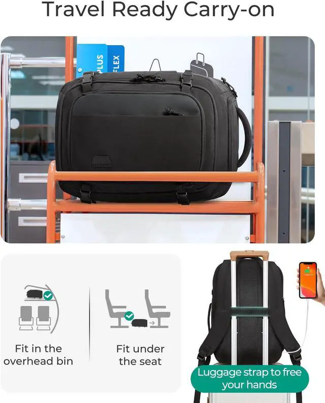 Alt view image 5 of 5 - BAGSMART Travel Backpack Carry on Flight Approved, 28L Lightweight Backpack Fits 17.3 Inch Laptop for Men Women, Water Resistant Personal Item Travel Bag with USB Charging Port, Pink