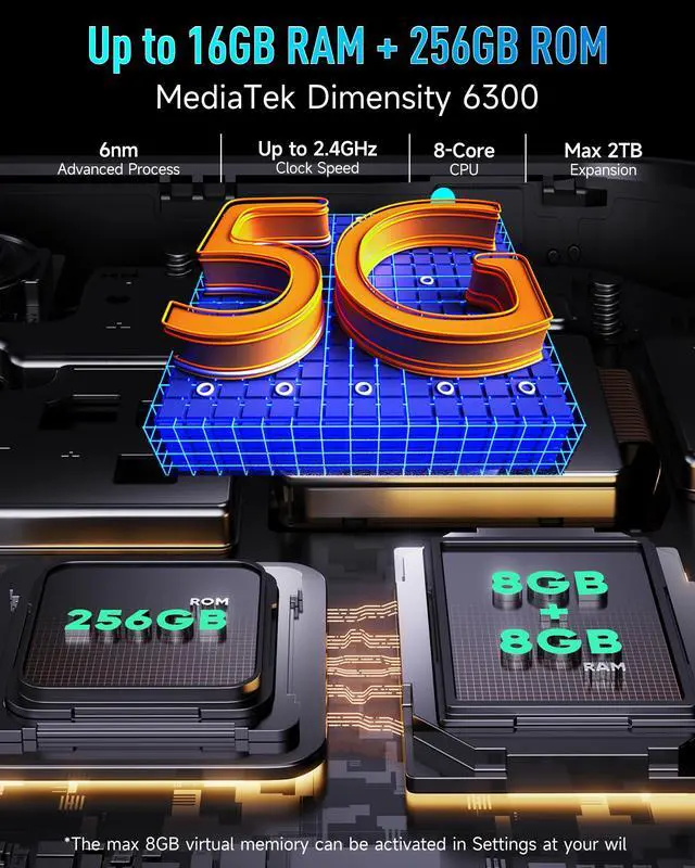 Alt view image 3 of 5 - Ulefone Armor Pad 4 Ultra 5G Rugged Tablet, 16GB + 256GB/2TB Expansion Android 14, 10.36" 2K Corning Display, IP68/69K, 11800mAh(33W), 10W Dock Charging, 50MP + 32MP, 1100LM LED Lights, NFC, Dual 5G