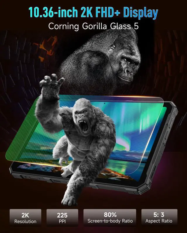 Alt view image 4 of 5 - Ulefone Armor Pad 4 Ultra 5G Rugged Tablet, 16GB + 256GB/2TB Expansion Android 14, 10.36" 2K Corning Display, IP68/69K, 11800mAh(33W), 10W Dock Charging, 50MP + 32MP, 1100LM LED Lights, NFC, Dual 5G