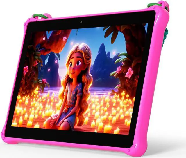 Main image of PRITOM 10 inch Kids Tablet Android 13 Tablets with Lanyard 64GB, Quad-Core, HD IPS Display, WiFi, Dual Camera, Toddler Tablet for Kids Age 3+ (Pink)
