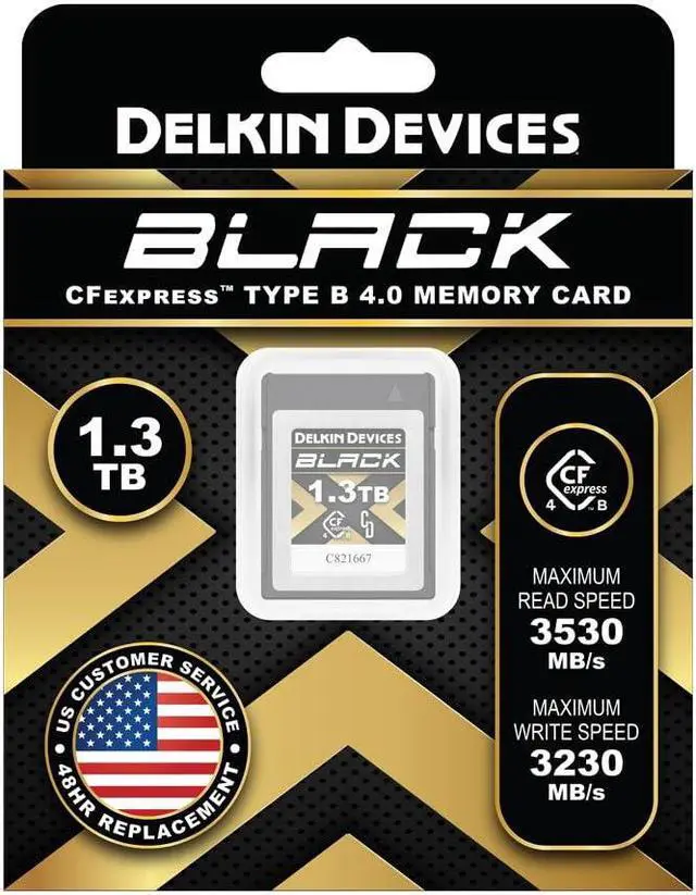 Alt view image 2 of 5 - Delkin Devices Black 1.3TB CFexpress 4.0 Type B Memory Card with pSLC Flash, up to 3530MB/s Read for Professional Video and Photography