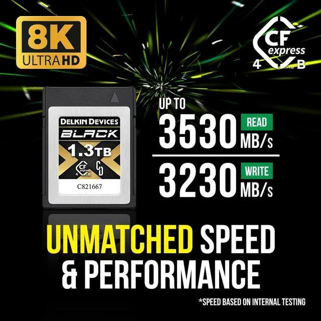 Alt view image 5 of 5 - Delkin Devices Black 1.3TB CFexpress 4.0 Type B Memory Card with pSLC Flash, up to 3530MB/s Read for Professional Video and Photography