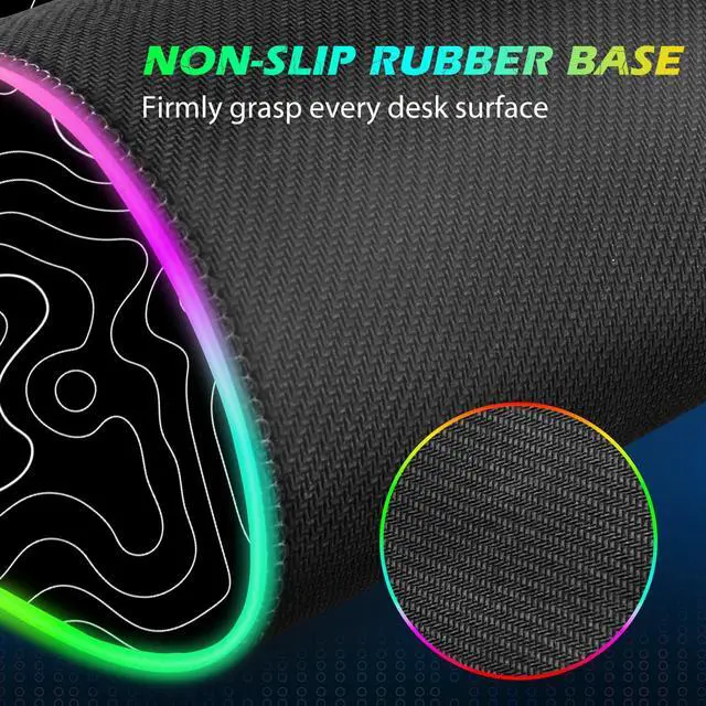 Alt view image 5 of 5 - ToLuLu RGB Wireless Charging Gaming Mouse Pad, 7.5/10/15W 10 Light Modes LED Mouse Pad Computer Keyboard Mat Mousepad, 800x300x4MM Extended Large Desk Pad for Gamer, Black and White Abstract Lines