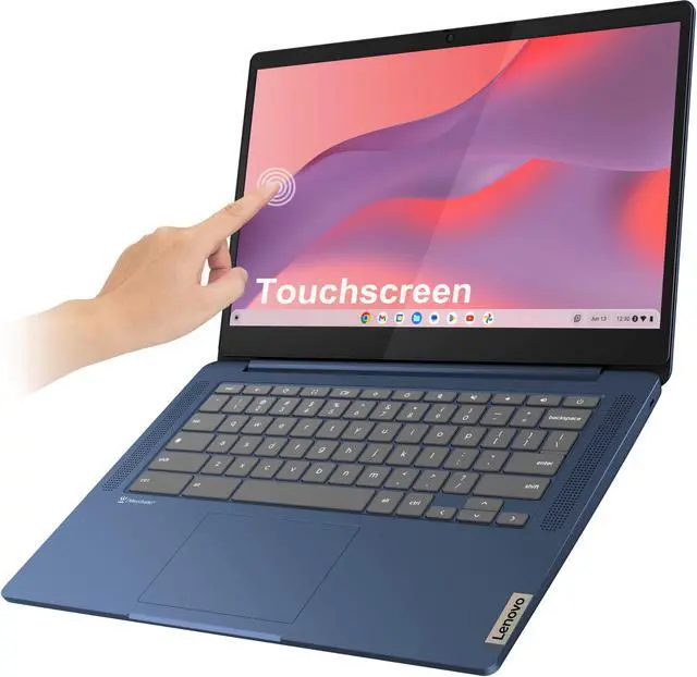 Alt view image 3 of 5 - Lenovo Chromebook 14 Touchscreen Laptop (14" FHD Touch Display, 8-Core MediaTek Kompanio 520, 4GB RAM, 128GB Storage (64GB eMMC+64GB SD)), Webcam, 13-Hrs Long-Battery Life, Chrome OS, Abyss Blue