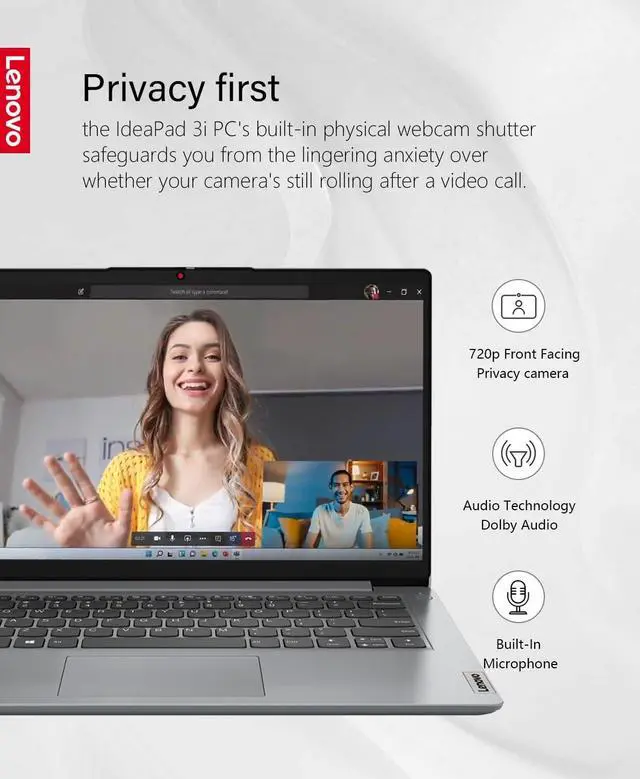 Alt view image 5 of 5 - Lenovo 2023 Ideapad 3i, 15.6" FHD Touchscreen, 11th Gen Intel Core i3-1115G4, 12GB DDR4 RAM, 512GB SSD, HDMI, Webcam, Wi-Fi6, Bluetooth, Arctic Grey, Win11, Business Laptop, W/GaLiMu