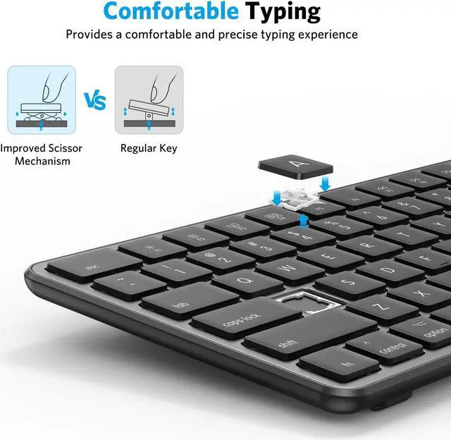 Alt view image 4 of 5 - OMOTON Bluetooth Keyboard Compatible with Mac, with Numeric Keypad, Rechargeable Wireless Keyboard Compatible with MacBook Pro/Air, iMac, Mac mini/Pro Laptop and PC,BlackGrey
