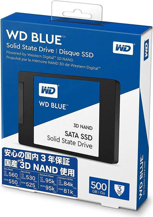 Alt view image 2 of 2 - Western Digital 500GB WD Blue 3D NAND Internal PC SSD - SATA III 6 Gb/s, 2.5"/7mm, Up to 560 MB/s - WDS500G2B0A, Solid State Drive