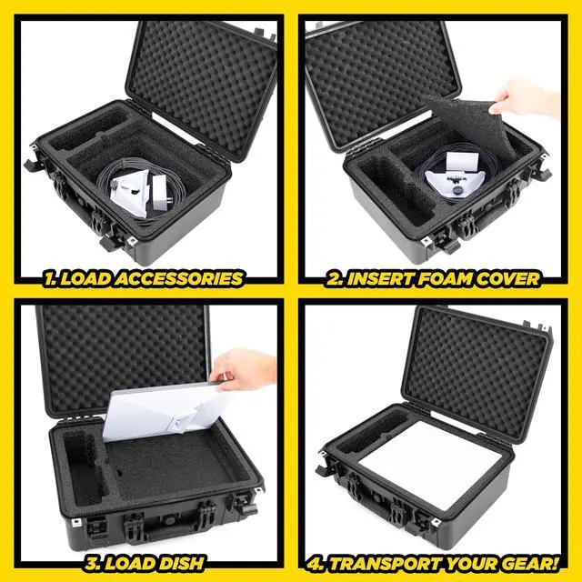 Alt view image 3 of 5 - CASEMATIX Travel Case Compatible with Starlink Mini Dish, Mount, Cables, Power Supply & More - IPX7 Waterproof, Professionally Cut Impact-Resistant Closed Cell Foam with Separate Accessory Storage