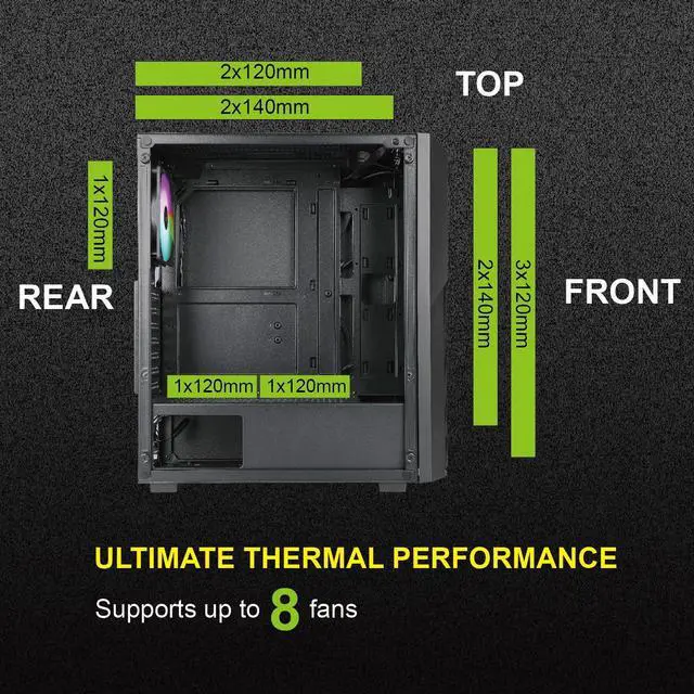 Alt view image 5 of 5 - AZZA CSAZ-370 Forest/Gaming/ATX Mid-Tower/Computer Case/Tempered Glass Panel