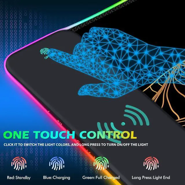 Alt view image 4 of 5 - ToLuLu RGB Wireless Charging Gaming Mouse Pad, 7.5/10/15W 10 Light Modes LED Mouse Pad Computer Keyboard Mat Mousepad, 800x300x4MM Extended Large Desk Mat Desk Pad, Sun Shines Over Golden Mountain