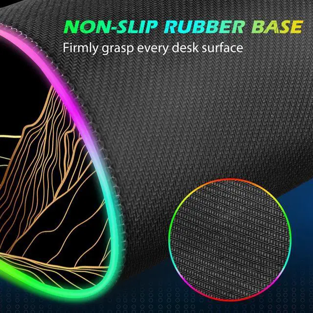 Alt view image 5 of 5 - ToLuLu RGB Wireless Charging Gaming Mouse Pad, 7.5/10/15W 10 Light Modes LED Mouse Pad Computer Keyboard Mat Mousepad, 800x300x4MM Extended Large Desk Mat Desk Pad, Sun Shines Over Golden Mountain