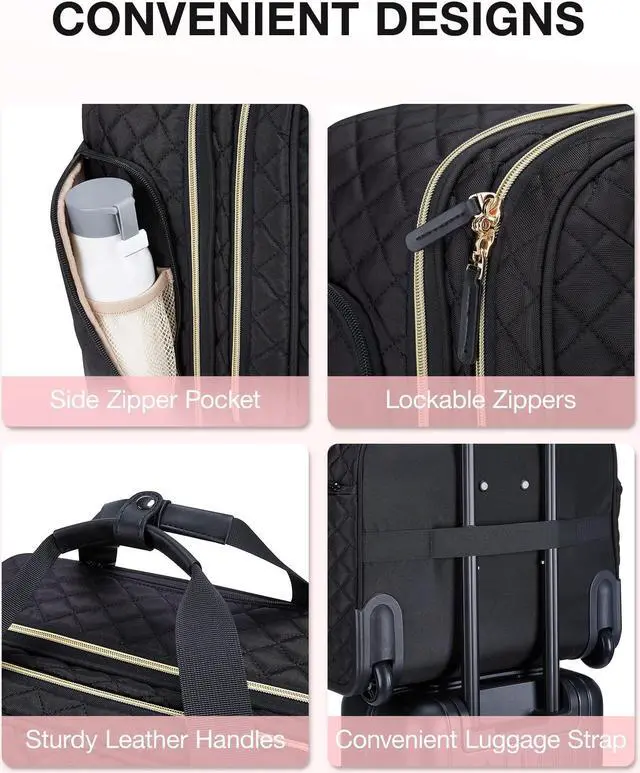 Alt view image 4 of 5 - BAGSMART 17.3 Inch Rolling Laptop Bag for Women and Men, Briefcase With Wheels, Computer Case for Work Travel Business, Quilted Black