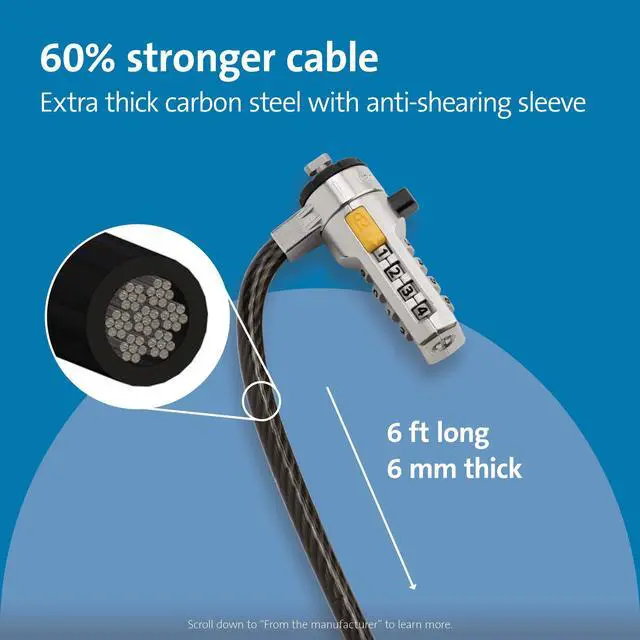 Alt view image 4 of 5 - Kensington Combination Ultra Cable Lock for Laptops and Other Devices (K64675US),Silver
