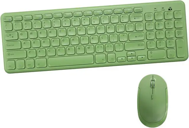 Main image of Wireless Keyboard and Mouse Combo, Sweet Mixed Color Cute Keyboard, 2.4G USB Ergonomic Keyboard and Mouse Combo for Computer, Laptop, PC Desktops, mac (Green New)