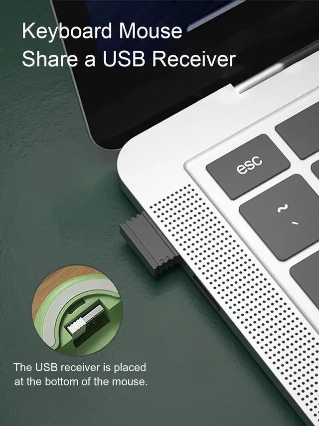 Alt view image 4 of 5 - Wireless Keyboard and Mouse Combo, Sweet Mixed Color Cute Keyboard, 2.4G USB Ergonomic Keyboard and Mouse Combo for Computer, Laptop, PC Desktops, mac (Green New)