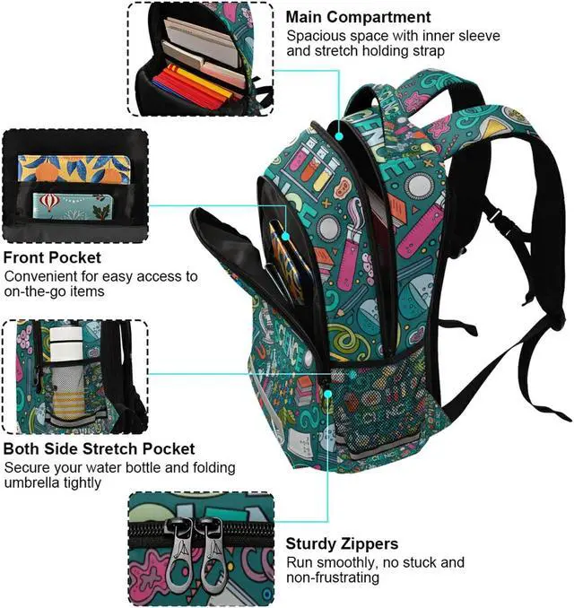 Alt view image 5 of 5 - ALAZA Educational Science Items Backpacks Travel Laptop Daypack School Book Bag for Men Women Teens Kids