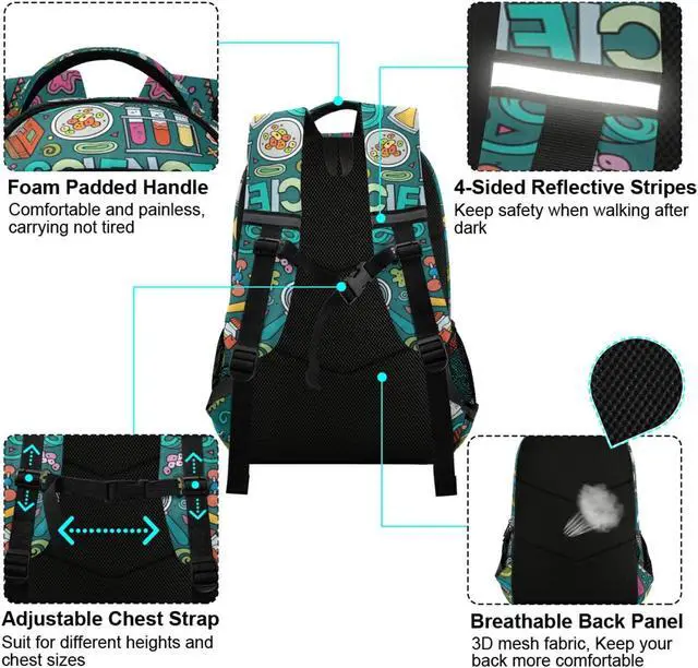 Alt view image 4 of 5 - ALAZA Educational Science Items Backpacks Travel Laptop Daypack School Book Bag for Men Women Teens Kids