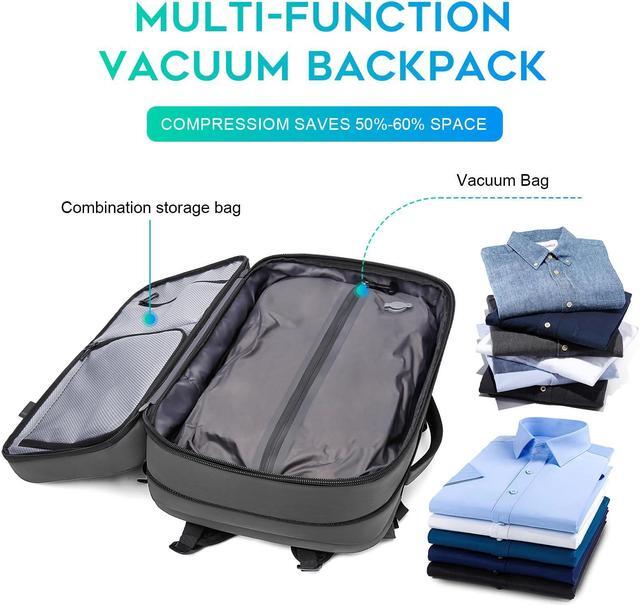 Alt view image 3 of 5 - BANGE Airback Backpack,60L Expandable Travel Backpack Vacuum Compression with Air Pump, Waterproof and Anti-Theft Laptop Backpack for Hiking, Business and Travel