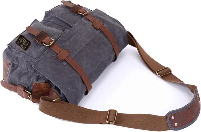 Alt view image 2 of 5 - Berchirly Men Canvas Messenger Travel Bag Women Shoulder Crossbody Pack Bookbag Business Bags For 17.3Inch Laptop