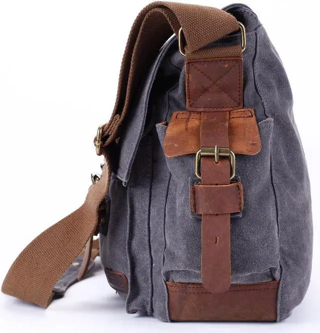 Alt view image 4 of 5 - Berchirly Men Canvas Messenger Travel Bag Women Shoulder Crossbody Pack Bookbag Business Bags For 17.3Inch Laptop
