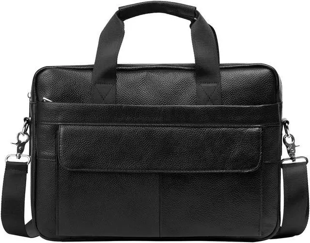 Alt view image 2 of 5 - BTDAO Leather Briefcase Laptop Bag Messenger Shoulder Work Bag Crossbody Handbag for Business Travelling Christmas for Men (CFC-black)
