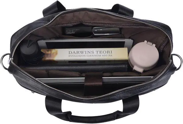 Alt view image 4 of 5 - BTDAO Leather Briefcase Laptop Bag Messenger Shoulder Work Bag Crossbody Handbag for Business Travelling Christmas for Men (CFC-black)