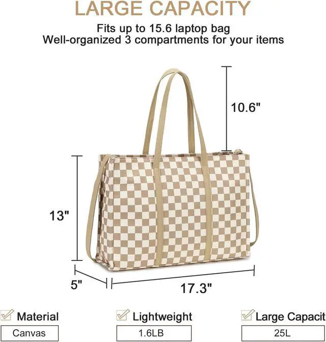Alt view image 2 of 5 - Laptop Tote Bag for Women Work 15.6 inch Canvas Shoulder Bags Computer Messenger Purse Teacher Handbag Office Briefcase