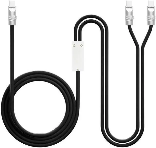 Main image of chubbycable 2 in 1 USB C Cable 100W Charge Cable Durable Multi Fast Charging Cable Ultra-Thick Silicone Universal Phone Charger Cord, Black, 4.2FT