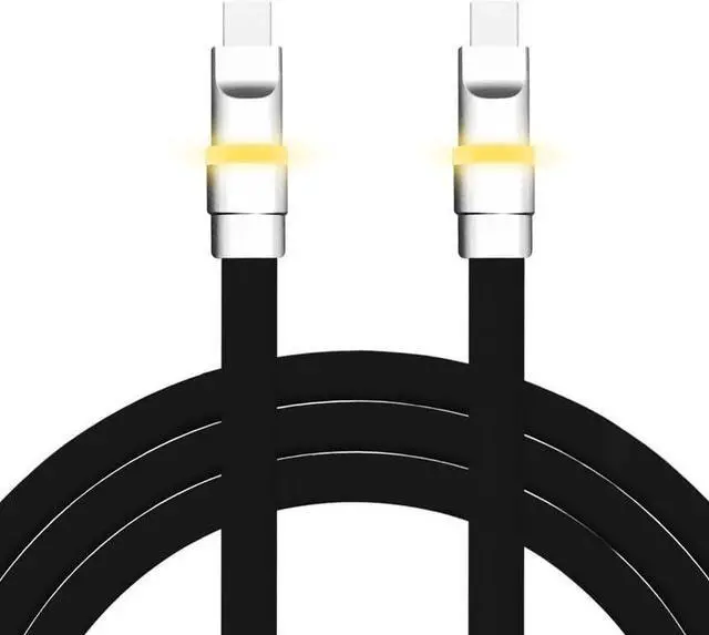 Main image of chubbycable Neon Chubby - Fast Charge Cable with Smart Light RGB Color Gradual Light Up LED USB Charging Cable, Black, Type-C to Type-C, 8.5 FT