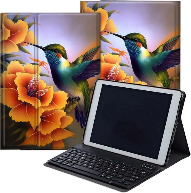 Main image of DEGDFSGR for Samsung Galaxy Tab A8 10.5 Case with Keyboard, Detachable Wireless Keyboard Magnetic Closure Protective Cover Case for Samsung Tab A8 2022[SM-X200 X205 X207], Yellow Flower Hummingbird