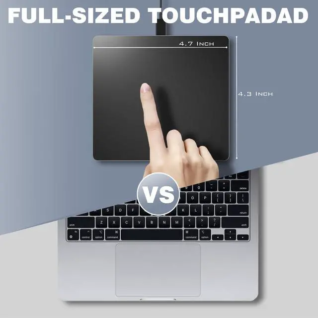 Alt view image 3 of 5 - Doohoeek Wired Trackpad Muti-Touch, Upgraded Matte Glass Metal Touchpad with High Precision Portable USB Mouse Pad for Windows 7/10/11 Laptop Notebook PC Computer, Black