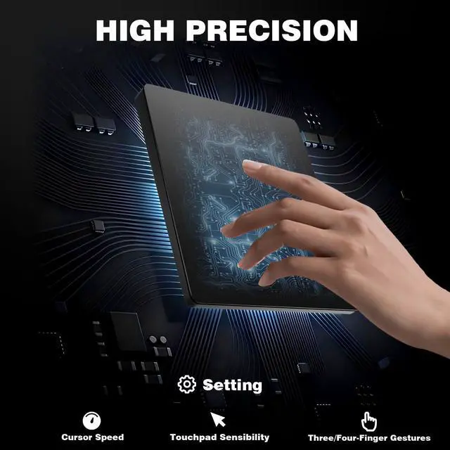 Alt view image 4 of 5 - Doohoeek Wired Trackpad Muti-Touch, Upgraded Matte Glass Metal Touchpad with High Precision Portable USB Mouse Pad for Windows 7/10/11 Laptop Notebook PC Computer, Black