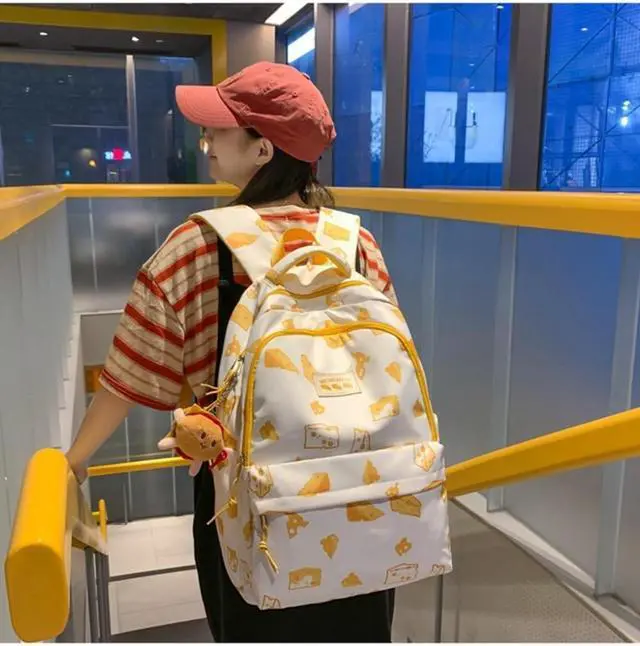 Alt view image 4 of 5 - Eaokwfp Kawaii Backpack with Cute Accessories, Tote Bag Cartoon Graphic Laptop Backpack, Large Capacity Casual Travel Daypack (Cheese Backpack)