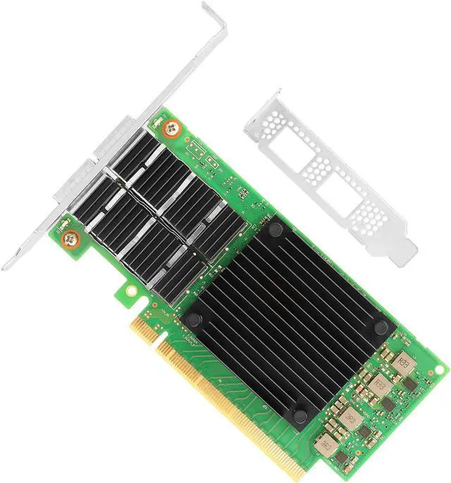 Alt view image 2 of 5 - Euqvos 100Gb NIC for Mellanox MCX556A ConnectX-5 Chipset, VPI EDR InfiniBand 100GbE Dual-Port QSFP28, PCIe4.0 x16 InfiniBand/Ethernet Adapter Card Supports Windows Server/Linux/VMware