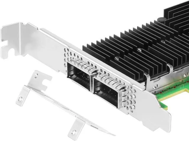 Alt view image 5 of 5 - Euqvos 100Gb NIC for Mellanox MCX556A ConnectX-5 Chipset, VPI EDR InfiniBand 100GbE Dual-Port QSFP28, PCIe4.0 x16 InfiniBand/Ethernet Adapter Card Supports Windows Server/Linux/VMware