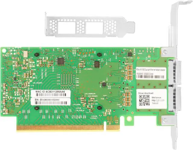 Alt view image 3 of 5 - Euqvos 100Gb NIC for Mellanox MCX556A ConnectX-5 Chipset, VPI EDR InfiniBand 100GbE Dual-Port QSFP28, PCIe4.0 x16 InfiniBand/Ethernet Adapter Card Supports Windows Server/Linux/VMware