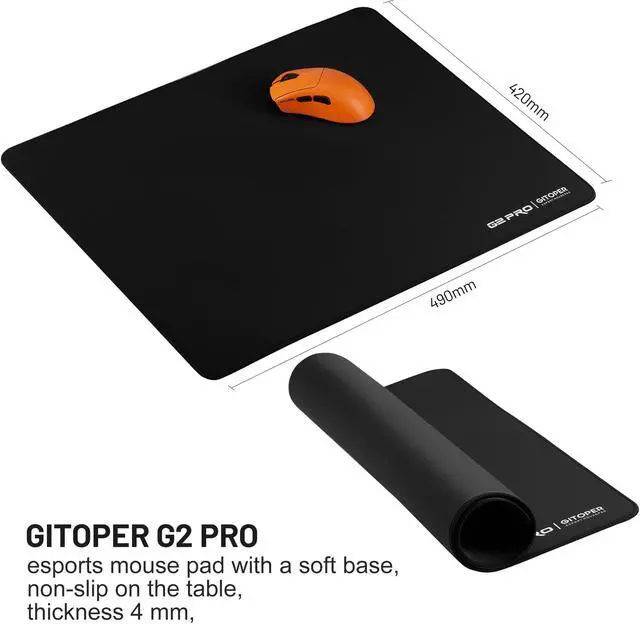 Alt view image 3 of 5 - GITOPER G2 PRO Esports Gaming Mouse Pad-Soft Base Non-Slip with Smooth Surface Fabric Speed Type (Black)