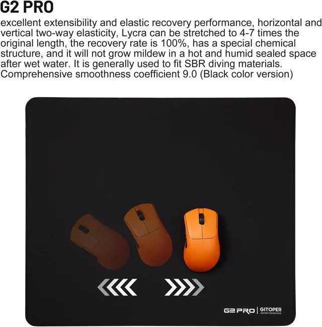 Alt view image 5 of 5 - GITOPER G2 PRO Esports Gaming Mouse Pad-Soft Base Non-Slip with Smooth Surface Fabric Speed Type (Black)