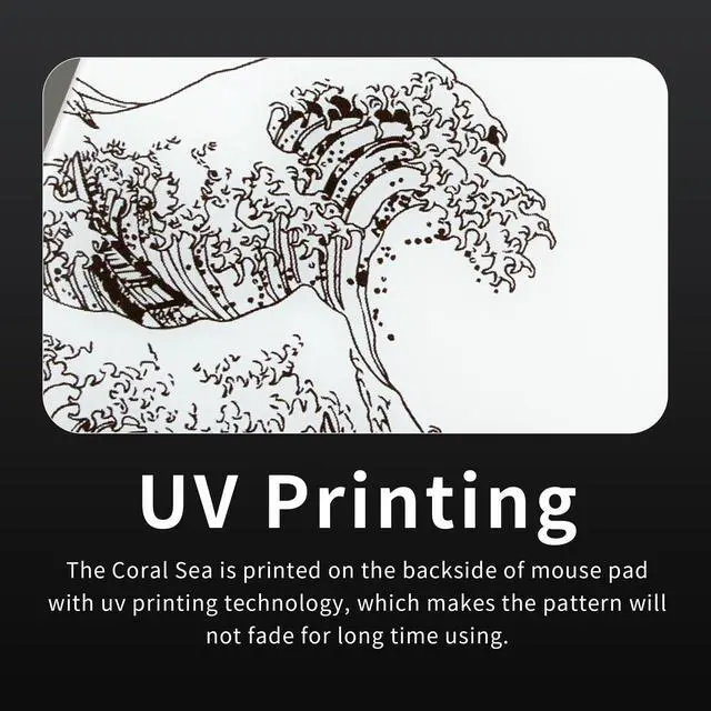 Alt view image 3 of 5 - Glass Gaming Mouse Pad, White Kanagawa Hard Mousepads for Gaming,Professional Large Mouse Mat 410mm*310mm, Special Glass Surface with Improved Precision and Speed