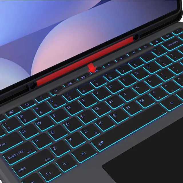 Alt view image 5 of 5 - for Samsung Galaxy Tab S9 Ultra/S8 Ultra/S10 Ultra 14.6" Keyboard Case : 7 Color Backlit Detachable Keyboard Cover with Smart Touchpad - Auto Wake/Sleep Tablet Case with S-Pen Holder,Black