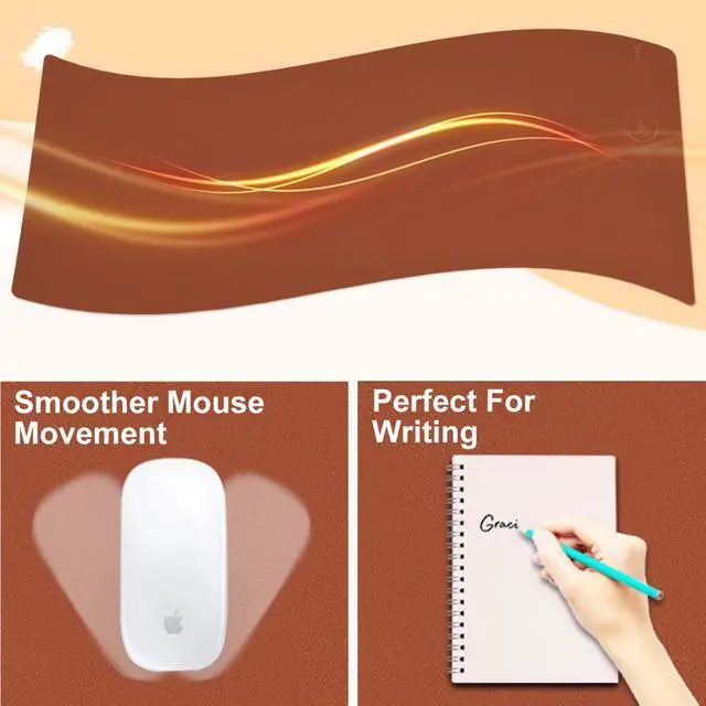 Alt view image 4 of 5 - Desk Mat with Wireless Charging, Brown Mouse Pad with Wireless Charger, Desk Pad Matt for Desktop, Mousepad Gaming Large Mouse Pad, Leather Compute for Keyboard and Mouse, 32" x 16"