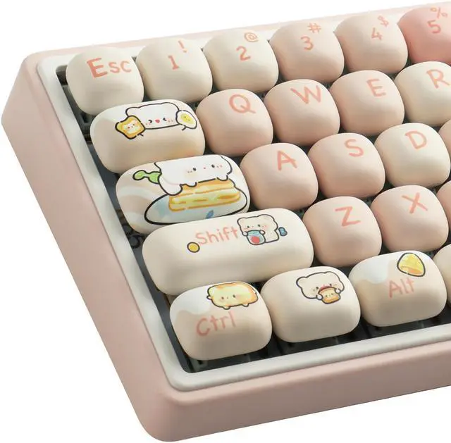 Main image of Hyekit PBT Keycaps - Keycaps 75 Percent, MOG Profile, Dye-Sublimation, 144 Keys, Cute Custom Keycap Set for Cherry Gateron MX Mechanical Keyboard, Bread Bear