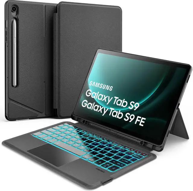 Main image of inkolelo Keyboard Case for Samsung Galaxy Tab S9 FE 10.9"/S9 11 inch Case with Detachable Keyboard,7 Colors Backlit & Touchpad & S Pen Holder