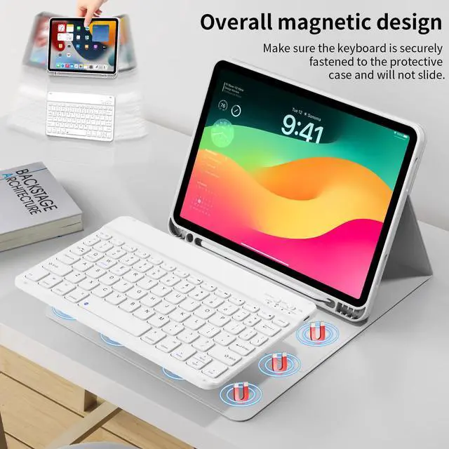 Alt view image 4 of 5 - JKSML Keyboard Case for iPad Air M3 2025 6th Generation 11 inch M2 2024/iPad Air 10.9 inch 5th Gen 2022/4th Gen 2020, Detachable Wireless Bluetooth Keyboard Case with Pencil Holder, Gray