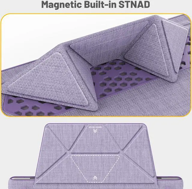 Alt view image 3 of 5 - Case for MacBook Pro 16 Inch Case, 2024-2021 M4 M3 M2 M1 Pro/Max, Compatible A3186 A3403 A2991 A2780 A2485, Foldable Stand and Mouse Pad/Bag, Plastic Hard Shell, Woven Fabric Protective Cover, Purple