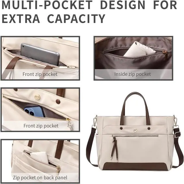 Alt view image 2 of 5 - KEBEIXUAN Laptop Bag for Women Computer and Tablet Shoulder Bag Work Tote Bags With Zipper Handbags for Teachers Gift Travel (Black)