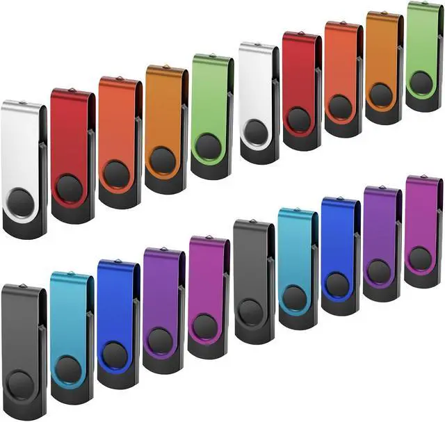 Main image of Kepmem 20 Pack Metal USB 2.0 Swivel Pen Drive 32GB, Portable Jump Drive Multipack Value for Data Storage