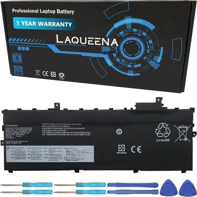 Main image of LAQUEENA SB10K97586 Laptop Battery Compatible with Lenovo ThinkPad X1 Carbon 5th Gen (2017)/ X1 Carbon 6th Gen (2018) Series SB10K97587 SB10K97588 01AV430 01AV431 01AV494 01AV429 11.58V 57Wh 3-Cell