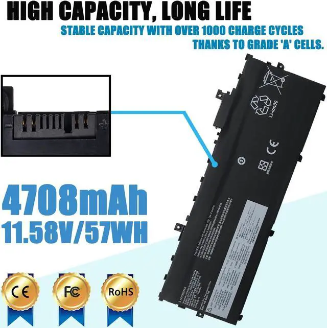 Alt view image 2 of 5 - LAQUEENA SB10K97586 Laptop Battery Compatible with Lenovo ThinkPad X1 Carbon 5th Gen (2017)/ X1 Carbon 6th Gen (2018) Series SB10K97587 SB10K97588 01AV430 01AV431 01AV494 01AV429 11.58V 57Wh 3-Cell
